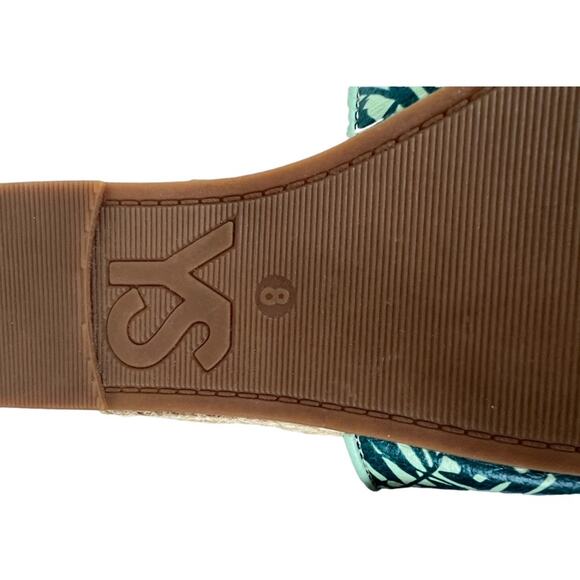 Yosi Samra Reese Espadrille Flat Slide Sandal Palm Print Size 8 - Picture 6 of 7